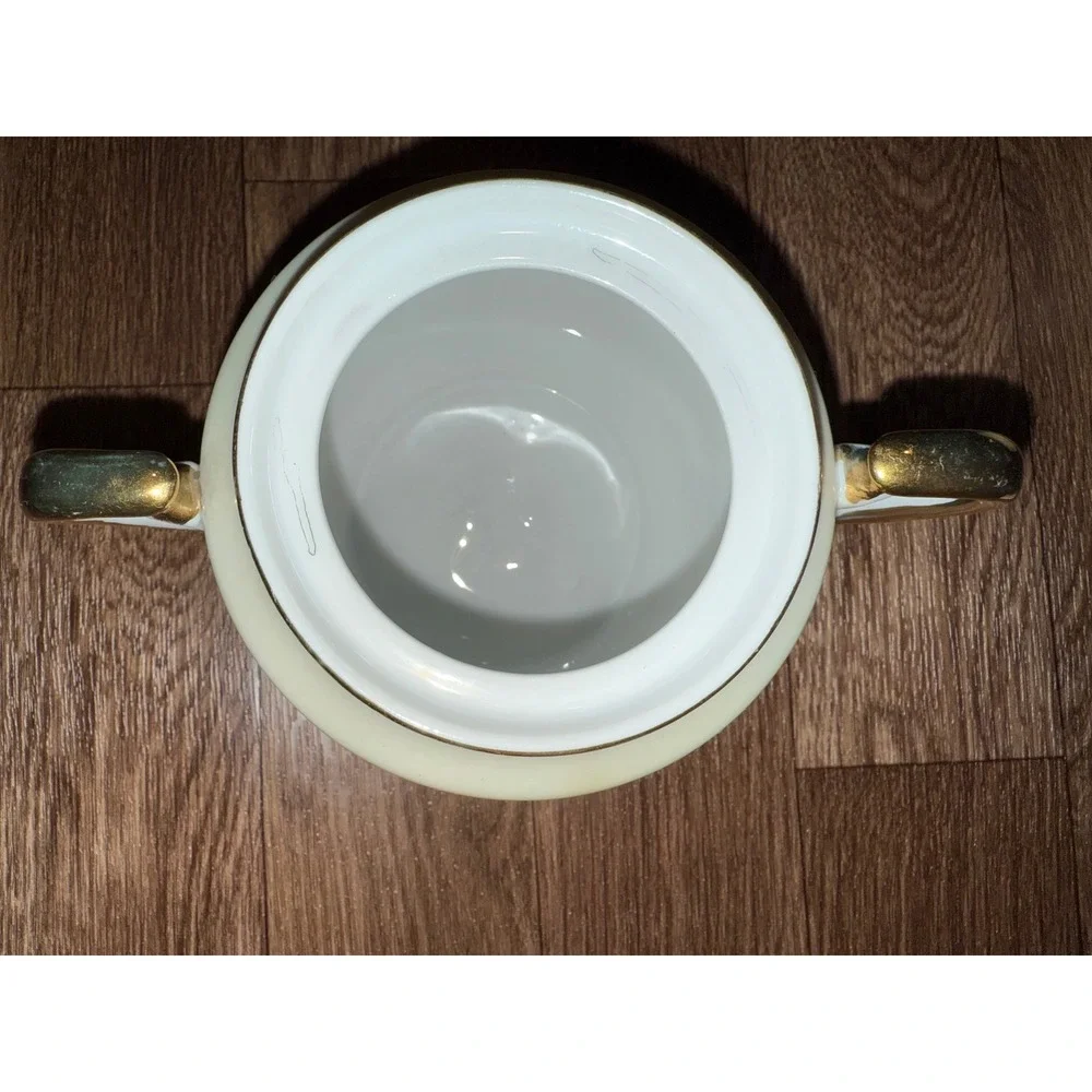 Vintage Cream Floral Sugar Bowl with‎ Lid and Creamer Set Made in Japan